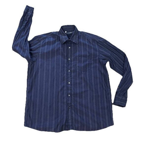 Dolce & Gabbana Button Up Dress Shirt Men’s 17/43 Purple Striped Made Italy - Picture 3 of 9